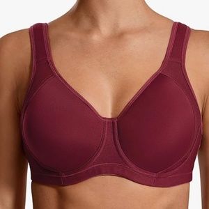 Syrokan Underwire Adjustable Sports Bra sz 38E Burgundy Wine Color